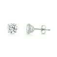 thumbnail image 4 of Tilo Jewelry 10K White Gold Solitaire Round CZ Stud Post Earrings with Secure Push-backs | 6mm | Classic Everyday Earrings | Women, Men, Unisex, 4 of 11