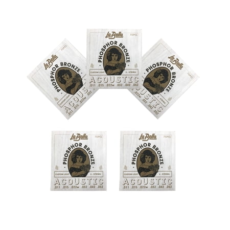La Bella Guitar Strings 5- Pack Acoustic Phosphor Bronze Custom Light 011-052