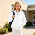 thumbnail image 5 of Arlun Lightweight Full Zipper Hoodies for Kids Oversized Fall Long Sleeve Zip up Sweatshirt Jackets with Drawstring Hem Design Casual Solid Color Baggy Girls Hoodie 160, 5 of 6