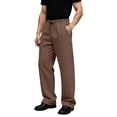 thumbnail image 2 of CharmCyan Men's Drawstring Waist Relaxed Fit Lounge Pants with Pockets Soft Jersey Knit Straight Leg Sleepwear Bottoms Brown 2XL, 2 of 2