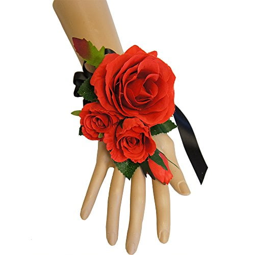 red wrist corsage for prom