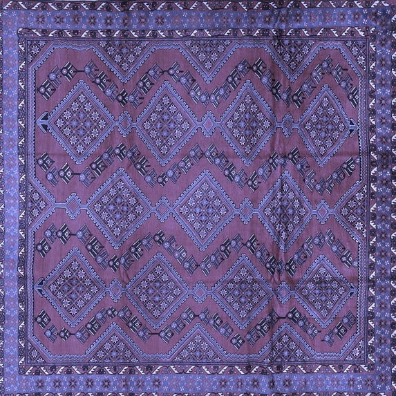 Ahgly Company Machine Washable Indoor Square Persian Blue Traditional Area Rugs, 3' Square
