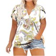 thumbnail image 2 of pimelu Womens Tops Summer Tops Plus Size Petal Sleeve Vintage Western Graphics Blouses Summer Casual Ethnic Style Print Tee Tops Girls V-Neck Short Sleeve Tunic Top, 2 of 6