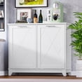 thumbnail image 3 of FANRAL Tilt Out Trash Can Cabinet for 2 Bins,Hidden Recycle Garbage Enclosure with Negative Ion & Ozone Odor Control,Wooden Double Laundry Cabinet for Kitchen Bathroom Laundry Room, 3 of 8