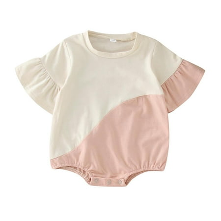 

Kids Girls Bodysuit Patchwork Printed Short Sleeve Streetwear Kids Baby Clothes Spring Summer Soft Rompers Jumpsuits