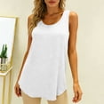 thumbnail image 4 of Hinvhai Womens Solid Color Asymmetrical Hem Sleeveless Round Neck Tank Top Casual Basic Layering Blouse White L(L), 4 of 5