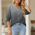 thumbnail image 5 of Craaazy Button Down Shirts for Women V-neck 3/4 Length Sleeve Elastic Telescopic Cuff Business Casual Clothes Gifts, 5 of 9