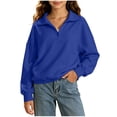 thumbnail image 1 of Mifsaly Girls Quarter Zip Pullover Sweatshirt Kids Back to School Sweatshirts Stand Collar Long Sleeve Fall Winter Casual Everyday Clothing, 1 of 6