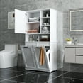 thumbnail image 5 of Bathroom Storage Cabinet Laundry Cabinet with Doors and shelf, Tilt-Out Laundry Hamper, Multiple Storage Space, Freestanding Style, Open Shelve, Adjustable Shelf, White,Bathroom Wall Storage, 5 of 11