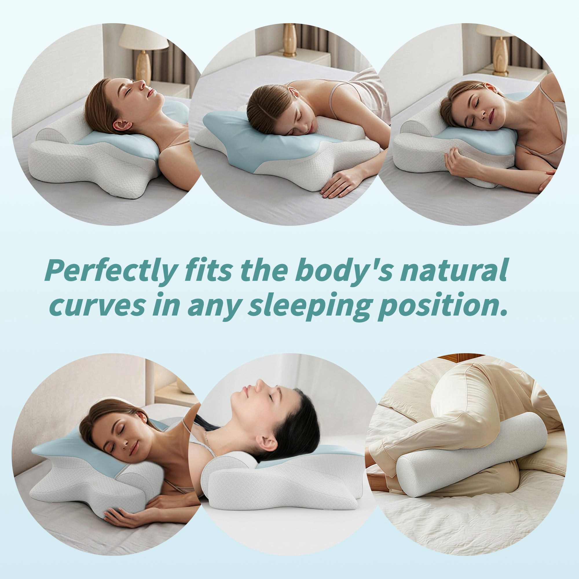 NEYGLIM Cervical Neck Pillows with Detachable Cervical Neck Roll for Neck & Shoulder Pain Relief, Pregnancy Pillows with Cooling Cover for Improves Sleep