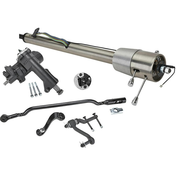 Speedway Motors Power Steering Conversion Kit w/Plain Tilt Column Complete Power Steering Conversion Kit, Includes 500 Series Box, Pitman & Idler Arms, Centerlink, Rag Joint