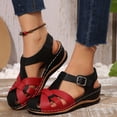 thumbnail image 4 of DIVVce Closed Toe Cross Strap Wedge Sandals For Women Adjustable Buckle Casual Summer Footwear, 4 of 8