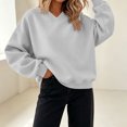 thumbnail image 5 of Inverlee Oversized V Neck Crewneck Sweatshirts for Women Long Sleeve Drop Shoulder Pullovers Solid Basic Loose Fit Casual Daily Tops White S-XL, 5 of 7