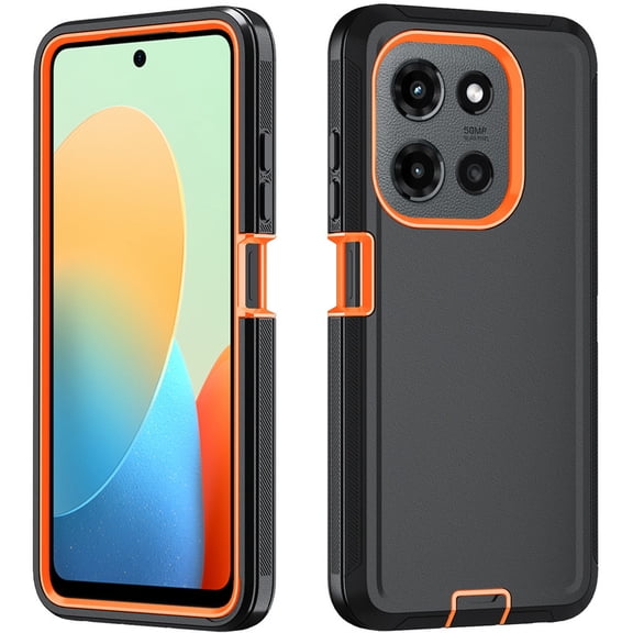 Hotpom Phone Case for Motorola G 5G & G Play (2026), Heavy Duty 3-Layer Hybrid Silicone Shockproof Protective Cover, Orange