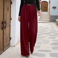 thumbnail image 2 of Gpoecd Pantalon Fluide pour Femmes, Pantalon Décontracté à Jambe Grand, Taille Haute, Pantalon Fluide, Coupe Ajustée, Jambe Droite, Confortable, Pantalon de Bureau pour Femmes, Rouge, P, 2 of 4