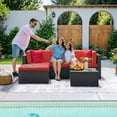 thumbnail image 7 of Devoko 5 Piece PE Wicker Outdoor Sectional, Red, 7 of 7
