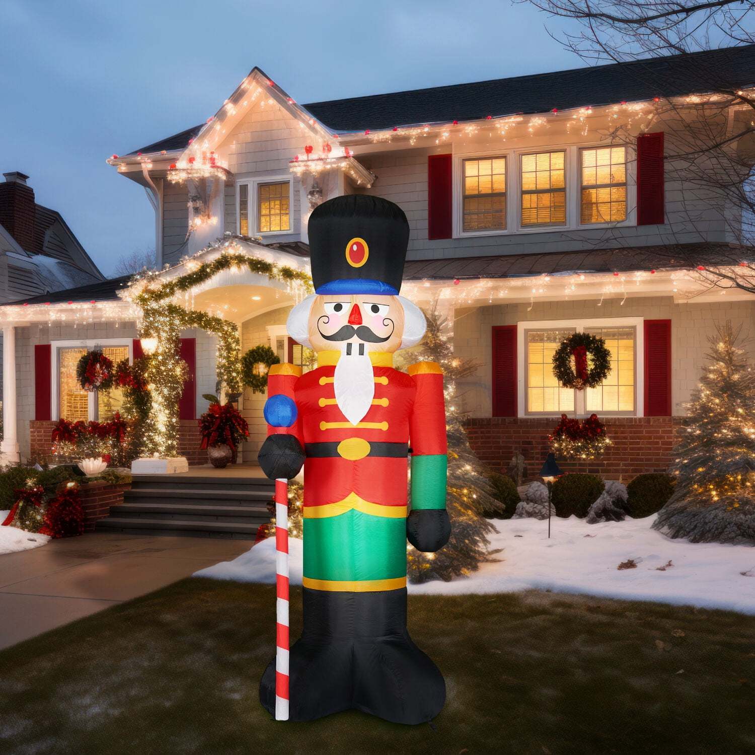 Fraser Hill Farm 10 ft Tall Pre lit Nutcracker Inflatable, FHFNUTCRK201-L