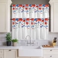 thumbnail image 4 of 3 Piece Kitchen Curtains and Valances Set Blue Red Flowers Cafe Curtains 24 Inch Length Elegant Spring Floral Butterfly Pastoral Valance & Tier Curtain for Living Room Bedroom 54"x18"+27"x24"*2, 4 of 6