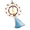 thumbnail image 2 of funtasica Wood Buddha Statue Car Pendant with Tassel Mini Buddha Sculpture for Mirror Handmade 21.6inch Long Lucky Decoration Blue Tassels, 2 of 8