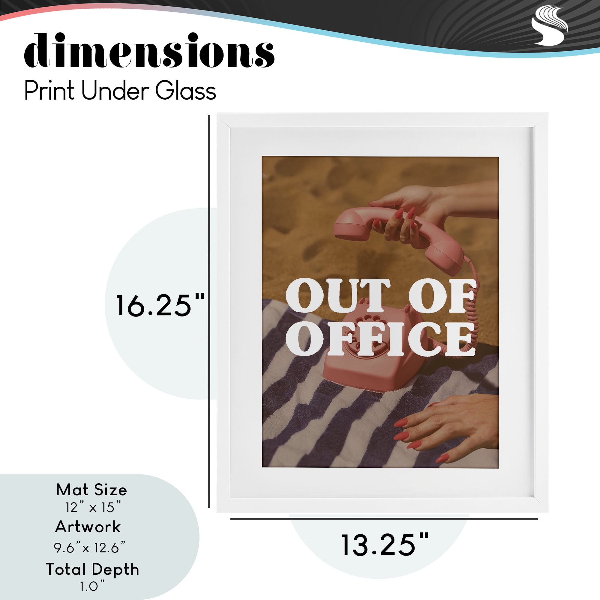Out of Office Pink Phone White Framed Print Under Glass, design by Lil' Rue