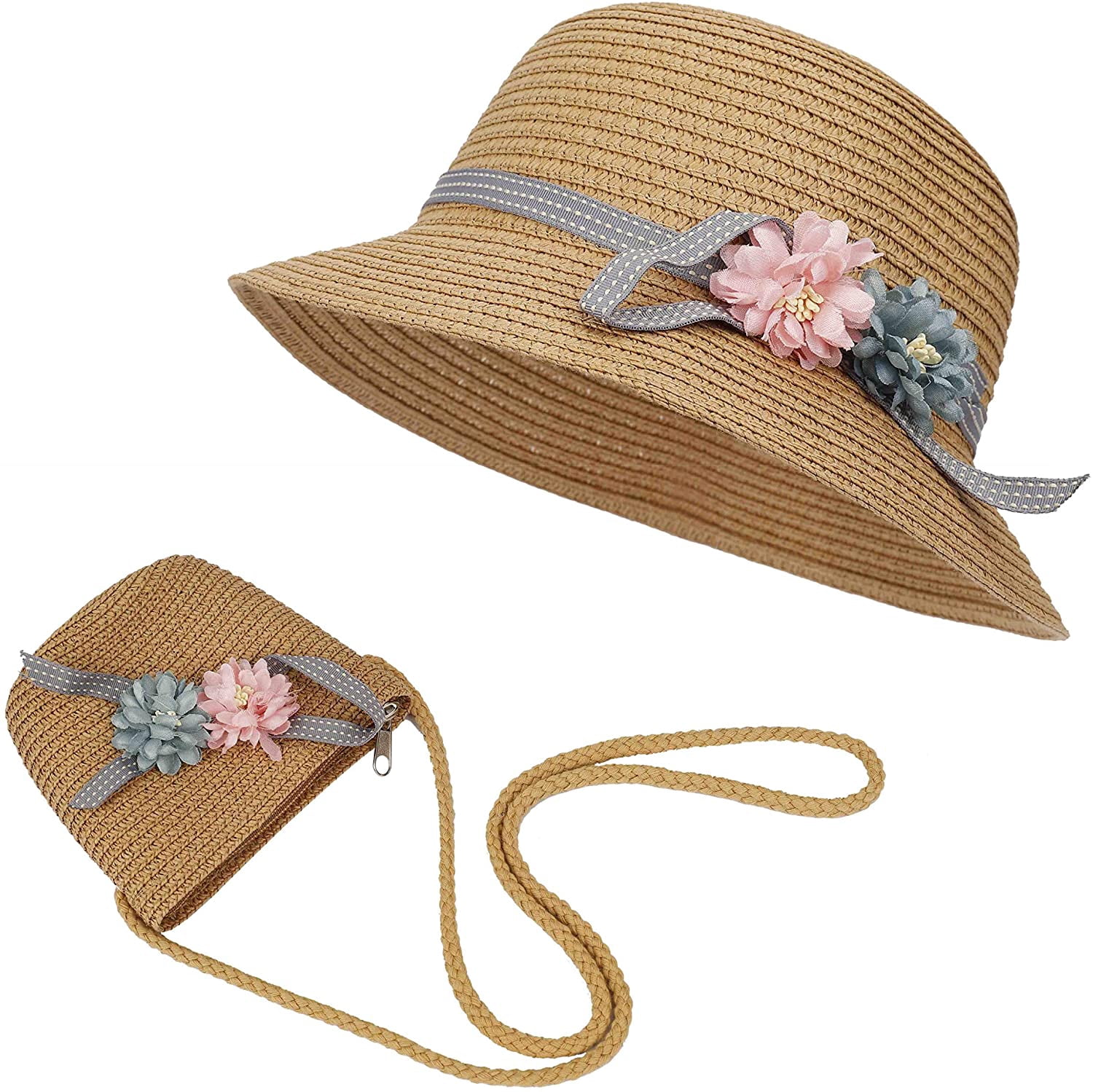 Straw Hat And Small Bag Set Girls 
