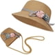thumbnail image 1 of Sombrero de paja y conjunto de bolsa pequeña, sombrero de sol de verano para niñas y niños con decoración de flores para vacaciones, viajes, actividades al aire libre Adepaton MZQ-0683-1, 1 of 8
