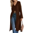 thumbnail image 5 of Bell Sleeve Women Solid V Neck Casual Long Button Down Knit Cardigan, 5 of 8