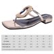 thumbnail image 2 of Chanclas para mujer, sandalias planas con punta abierta cuadradas (Dorado 37), 2 of 9