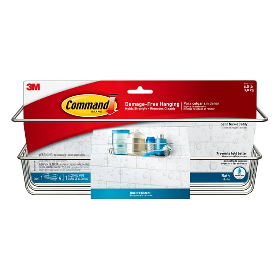Command Shower Caddy Satin Nickel 1 Prep Wipe 4 Large Command Shower Caddy Satin Nickel 1 Prep Wipe 4 Large Water Resistant Strips Pack Com