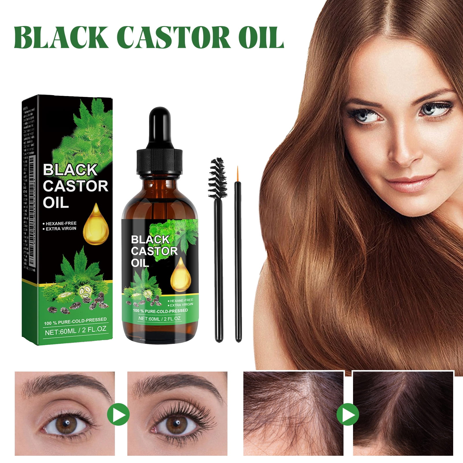 Alvantor Castor Oil Nourishing Treatment for Hair and Eyelash, Thickening Lash Serum 2.02 fl.oz