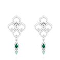 thumbnail image 3 of Emerald Art Deco Teardrop & Dangler Sterling Silver Earrings || Wedding Day Gift Earring, Gift for Her Earring || Silver Diary, 3 of 5