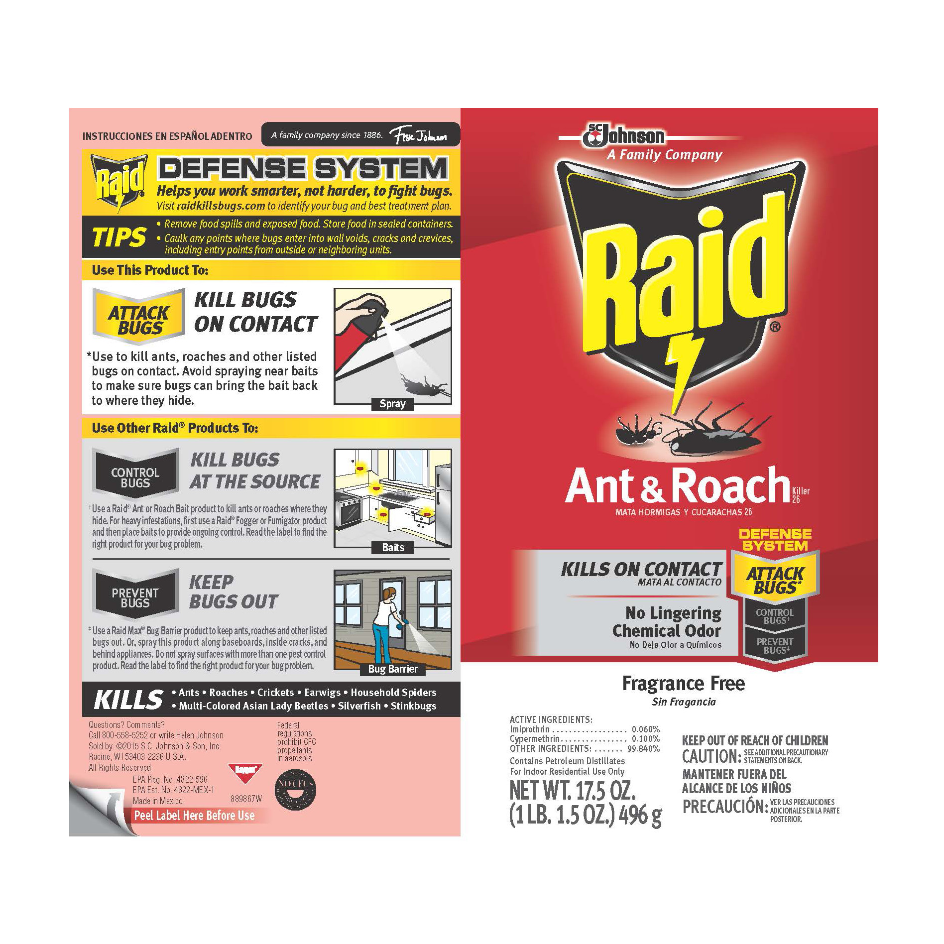 Raid®  Ant & Roach Killer 26, Fragrance-Free Bug Spray, 17.5 fl oz, 2 ct - image 4 of 13