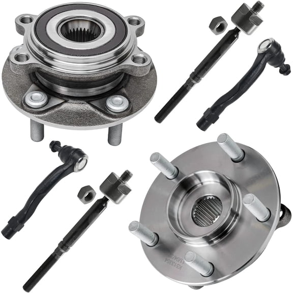 Detroit Axle - Front Wheel Bearing & Hubs Inner Outer Tie Rods Replacement for 2014-2018 Mazda 3 Sport - 6pc Set