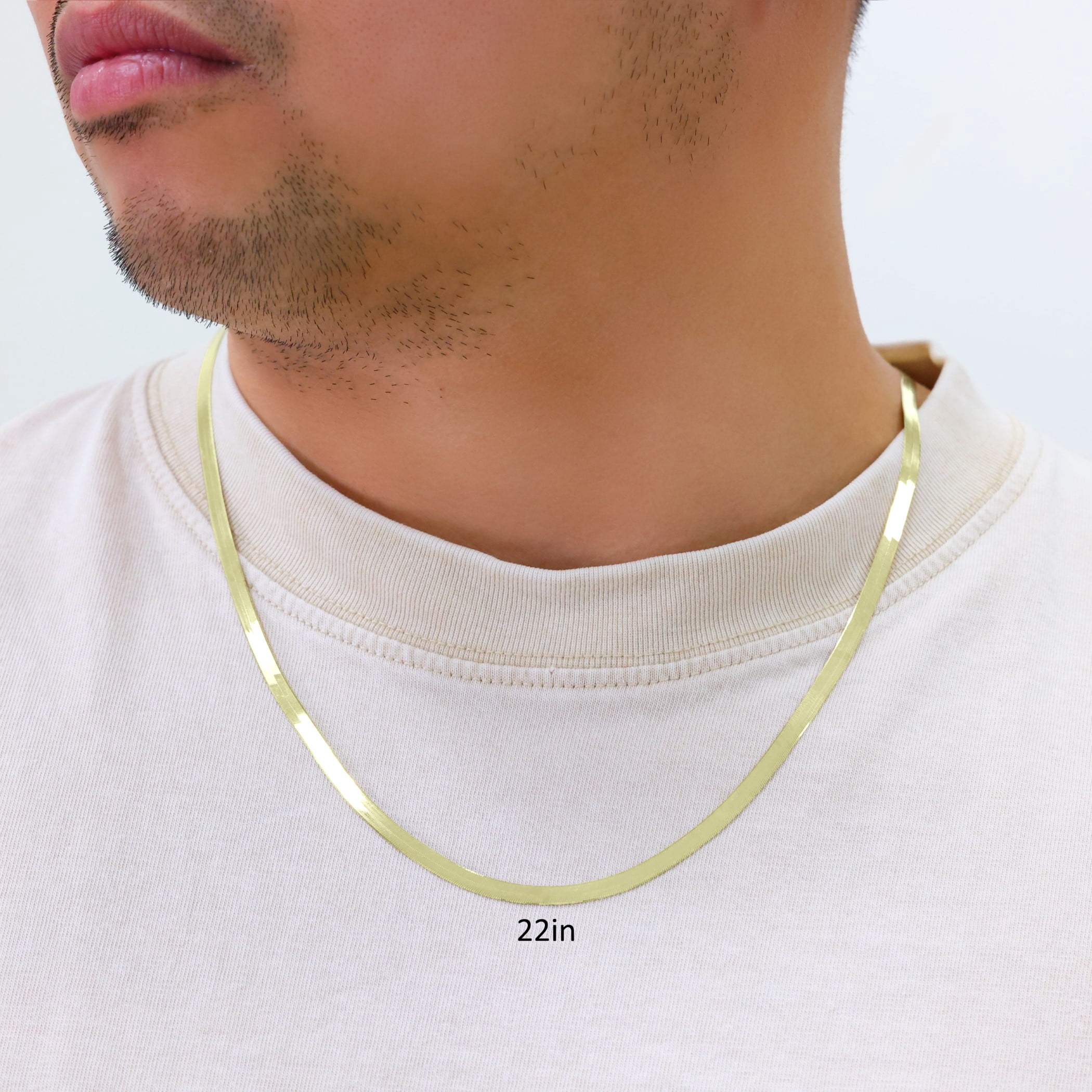 Nuragold 14k Real Yellow Gold Solid Herringbone Flexible 4mm Chain Necklace (14"-24") Italian Jewelry for Men & Women