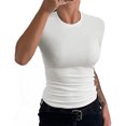 thumbnail image 4 of Summer Slim Fit Short Sleeve Women Crew Neck T Shirt, 4 of 4