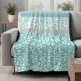 thumbnail image 2 of Turquoise Floral Blanket Soft Cozy Warm Throw Blanket for Couch, Plush Fuzzy Flannel Fleece Blankets for Sofa, Botanical Blossom Motif Boho Grey Stripes Bed Blankets Gifts for Men, 32"x48", 2 of 9