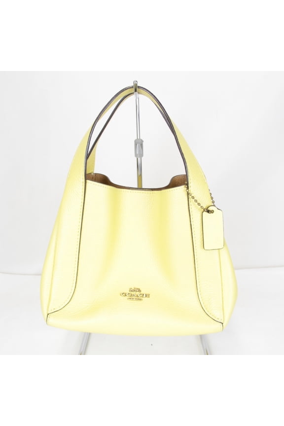 Pre-Owned COACH L2098-78800 2-way leather handbag with shoulder strap, yellow (Good)