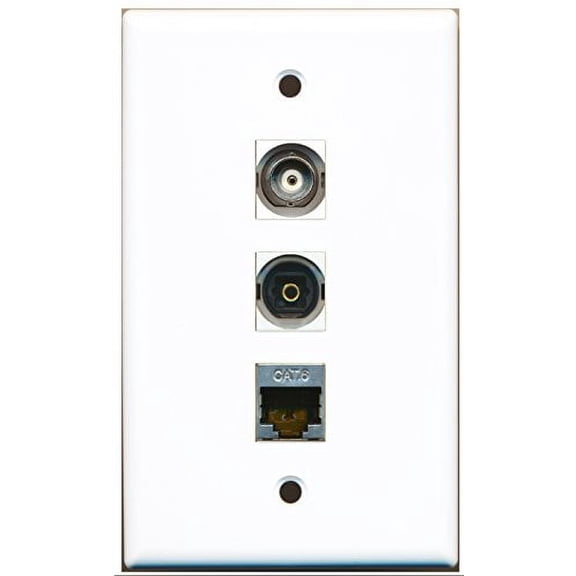 RiteAV - 1 Port Shielded Cat6 Ethernet and 1 Port Toslink and 1 Port BNC Wall Plate