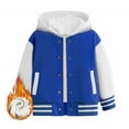 thumbnail image 6 of FAOWME Child Boys Girls Fall Warm Long Sleeved Color Block Baseball Hooded Coats Tops Blue 2-3 Years, 6 of 6