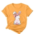 thumbnail image 2 of Camisetas de Cuello de Tripulación de Manga Corta para las Mujeres Cartas de Impresión de Pascua Camiseta de Manga Corta, Spandex de Poliéster, 2 of 5