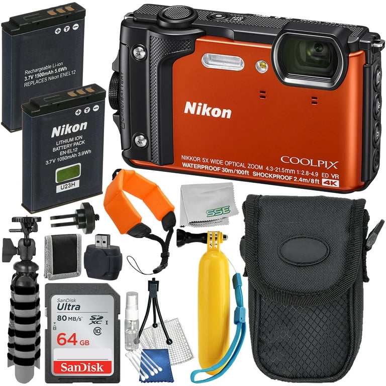 Nikon COOLPIX W300 Digital Camera (Orange) with Deluxe Accessory