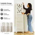 thumbnail image 3 of Room Divider Wood Carved Wall Divider Indoor Folding Portable Partition Screen for Home Office Garden Terrace - 6 Panel, 67 * 90inch (White), 3 of 9