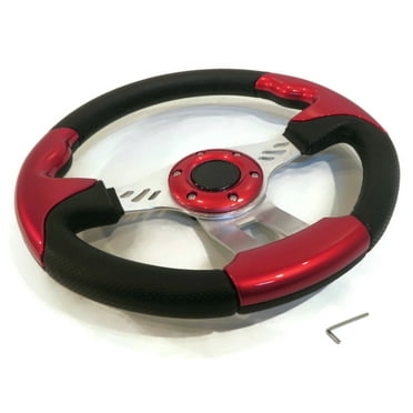 The ROP Shop | Universal 13" Steering Wheel Red & Black GT Style for Dune Buggy & Side-by-Side