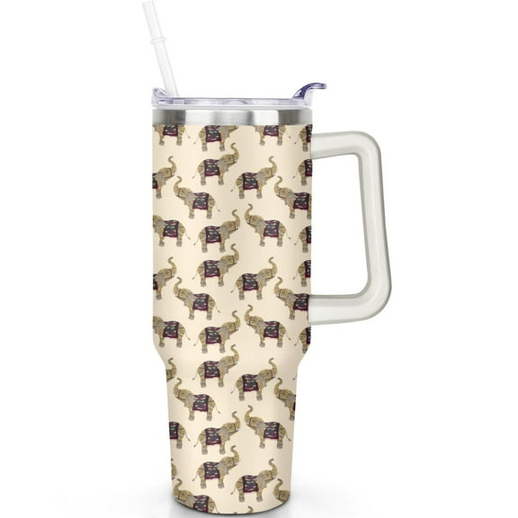 40oz Stainless Steel Elephant Tumbler with Handle and Flip Straw Lid – Leak Proof Vacuum Insulated Mug for Daily Commute and Travel
