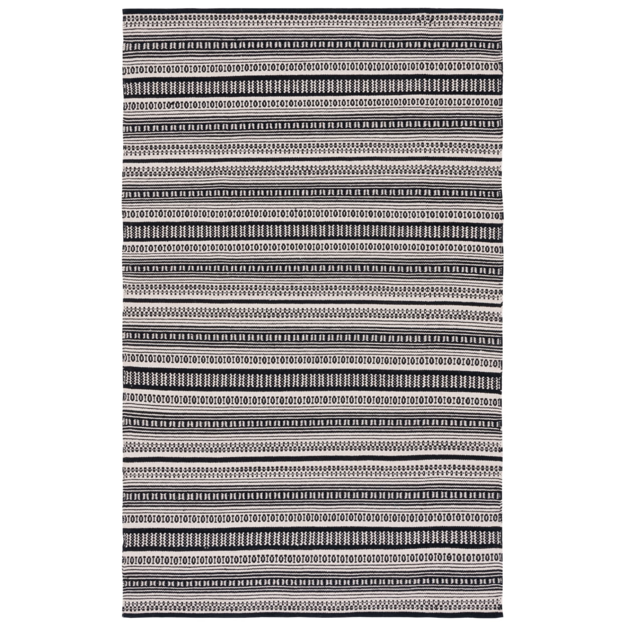 SAFAVIEH Montauk Joanna Striped Cotton Area Rug, Black/Ivory, 8' x 10'