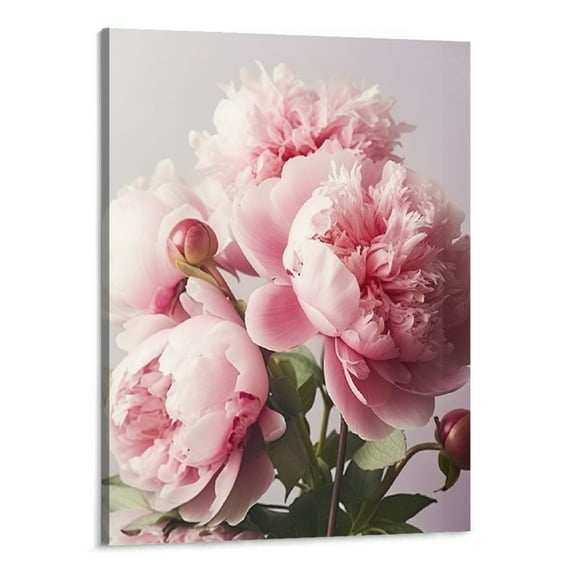 Shiartex Peony Wall Art Pink Flower Canvas Prints Floral Peonies Painting Girls Bedroom Bathroom Pictures Wall Decor Framed (16x20 Inch)