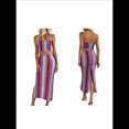 thumbnail image 3 of Conjunto de Dos Piezas de Vestido Tubo con Rayas de Colores para Mujer de Verano Púrpura S, 3 of 10