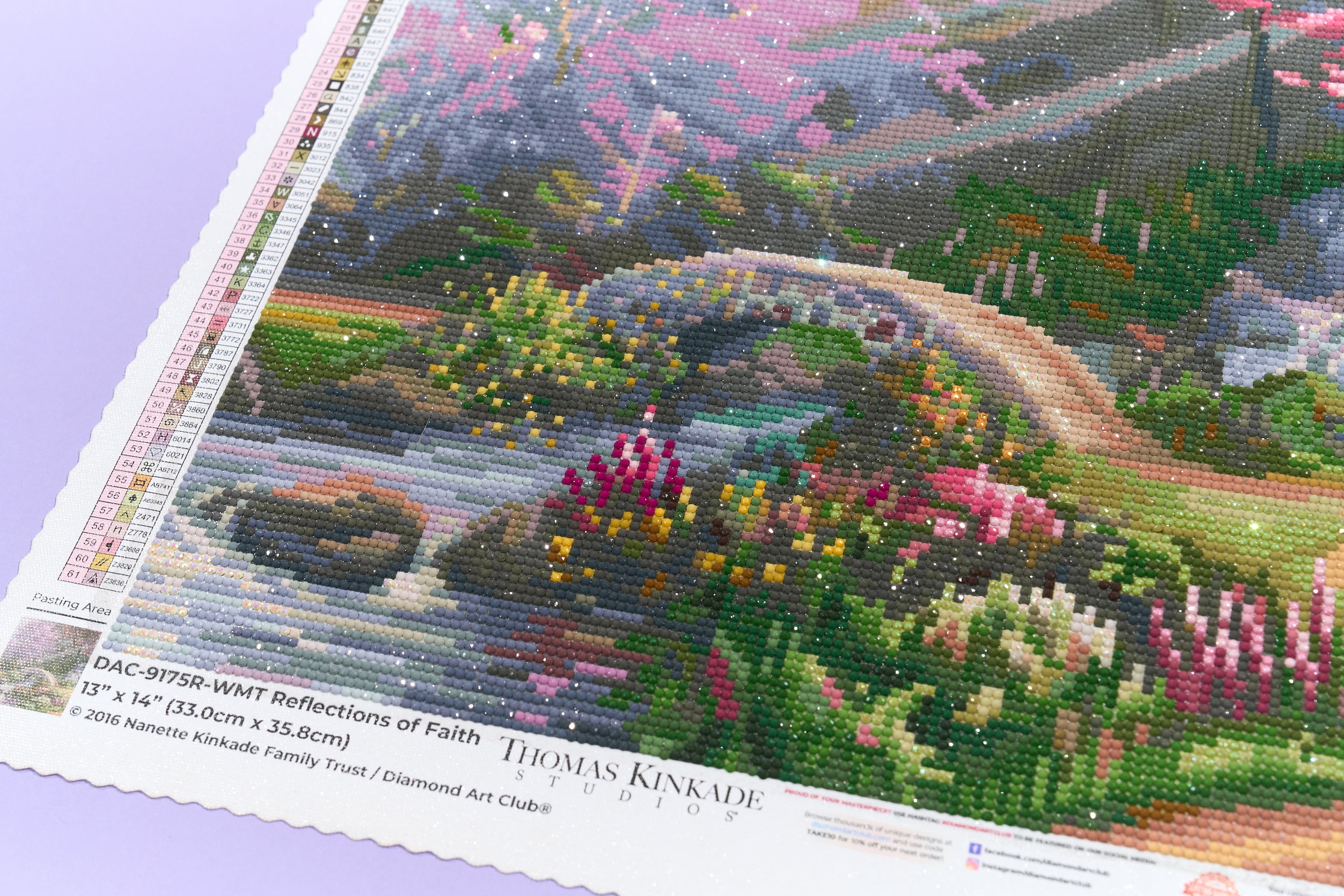 DIAMOND ART CLUB® Reflections of Faith Diamond Painting Kit, Fun DIY Crafts for Adults, Round Diamond Art Canvas by Thomas Kinkade, 13" x 14" (33 cm x 35.8 cm)
