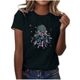 thumbnail image 1 of Tops Cortos para las Mujeres Cuello en V Impreso Manga Corta Top Casual, Camiseta de Baile sin Mangas para las Mujeres, 1 of 4
