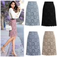thumbnail image 2 of Tfken Summer Skirts For Women Elastic Waist Solid Color Lace Midi Skirts Trendy Daily Wear Female Comfortable Clothes Blue, 2 of 5